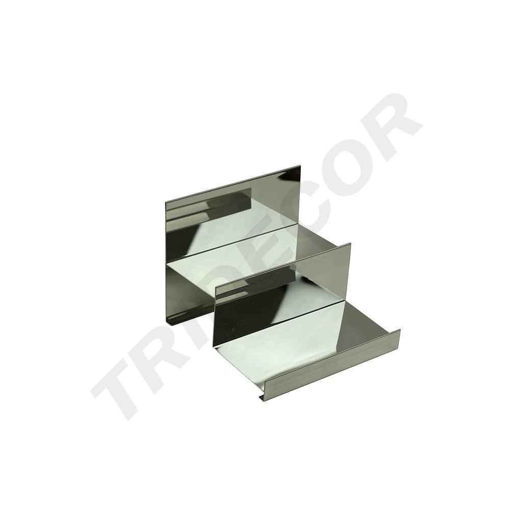 Espositore a scala in acciaio cromato 2 altezze 12X10X11cm