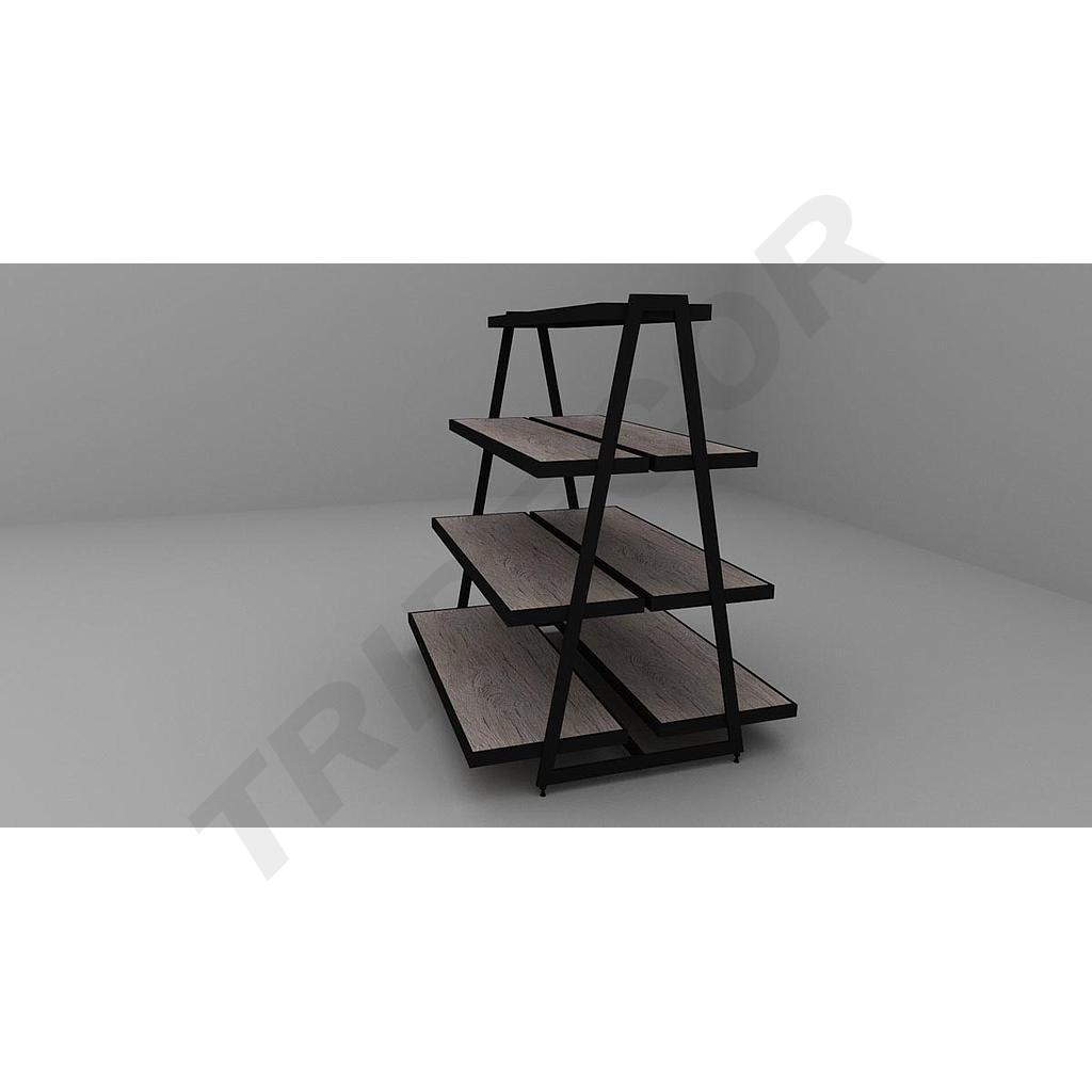 Expositor de Acero Con Baldas Forma Piramide 120x100x130cm