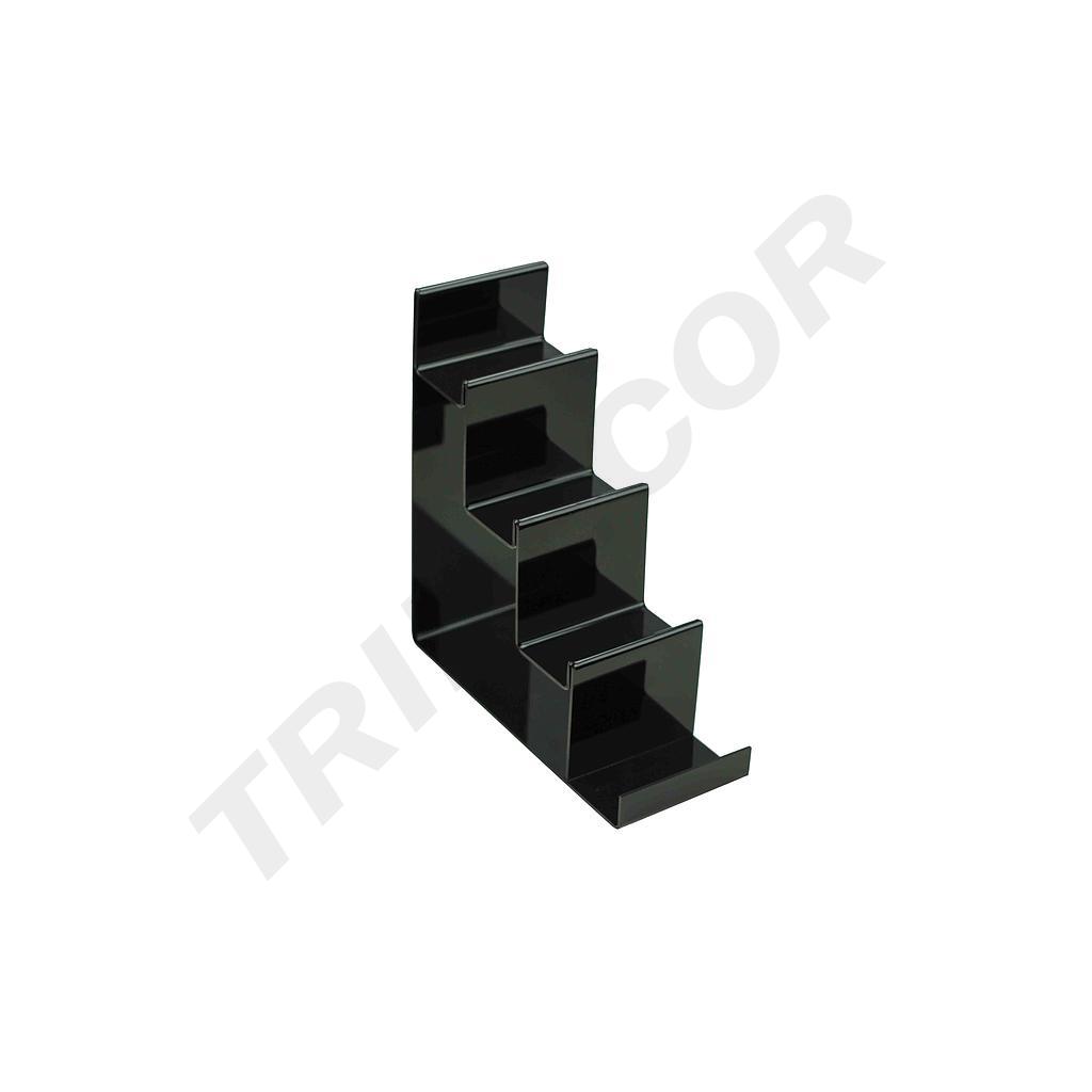 4层黑色钱包架 Expositor de Escalera de Acrílico Negro con 4 Alturas