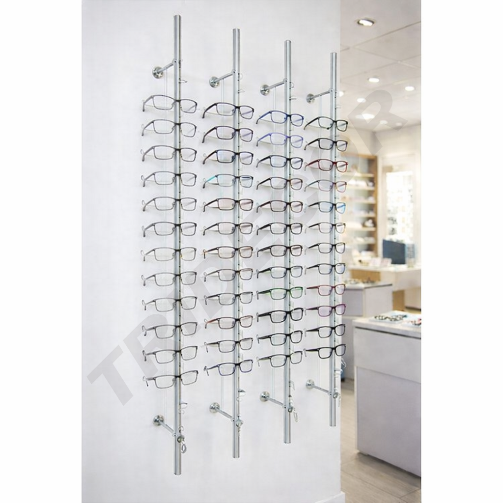 Expositor De 16 Gafas Con Cerradura Para Pared 145X16cm