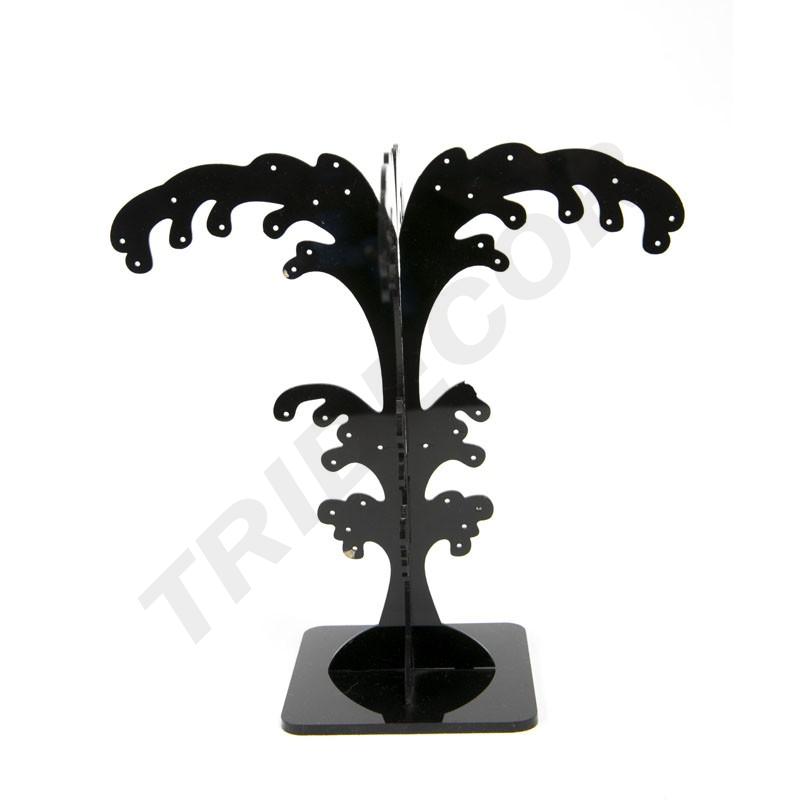 Expositor Pendientes Acrílico Negro Forma Palmera
