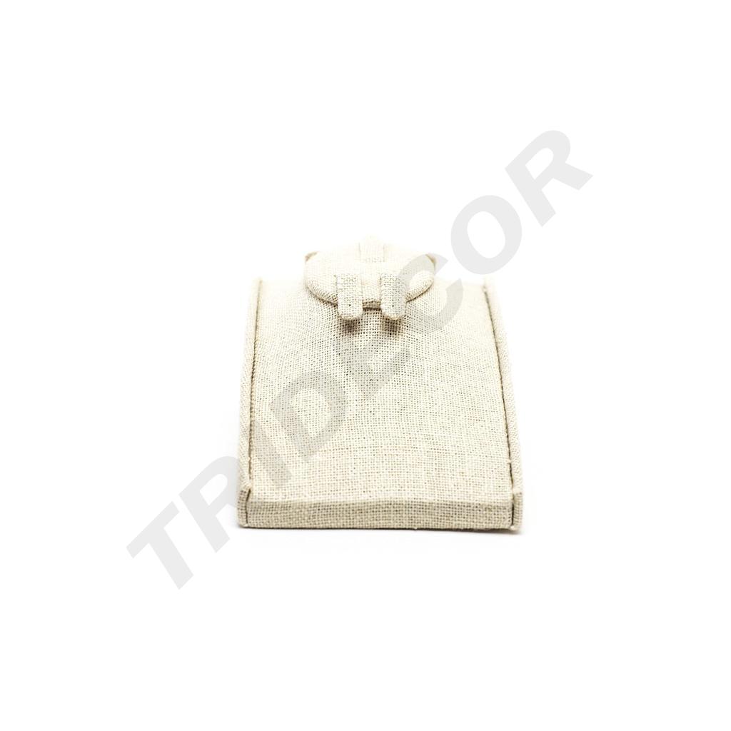 Beige Leinen Schmuckset Display 12X8.5X5cm