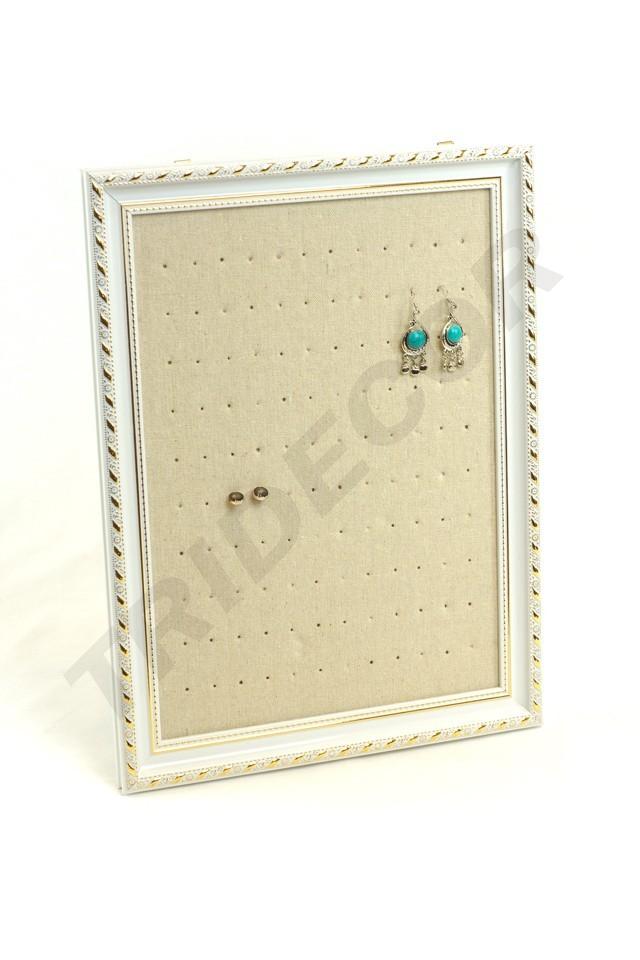 Cornice media per orecchini in lino beige