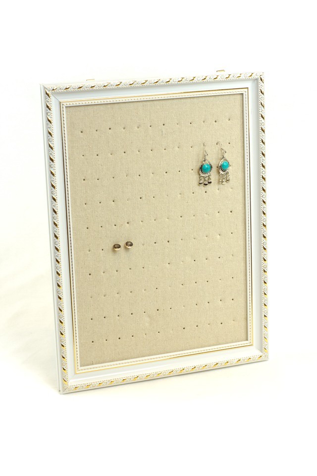 Medium Frame for Beige Linen Earrings