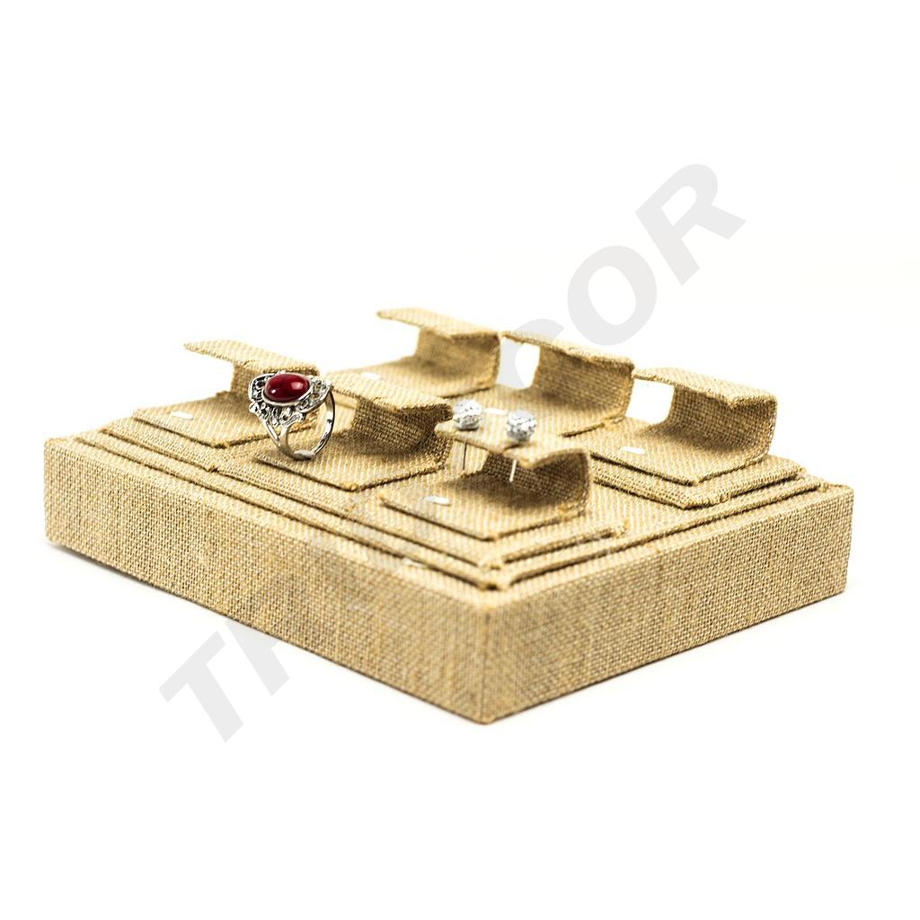 Beige Leinen Schmuck Display 18.5X15.5X6cm