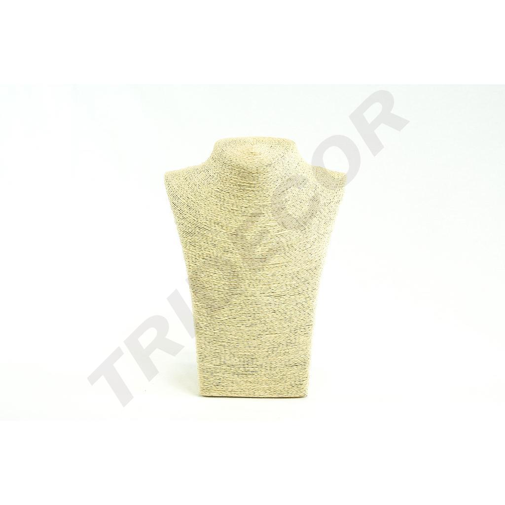 Espositore per collane rivestito in corda beige o marrone