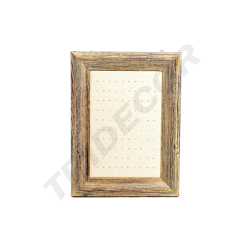 Cornice in legno per orecchini in lino beige