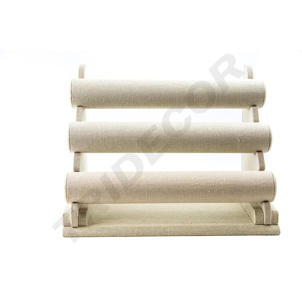 Expositor Pulseras Triple en Tela de Lino Beige
