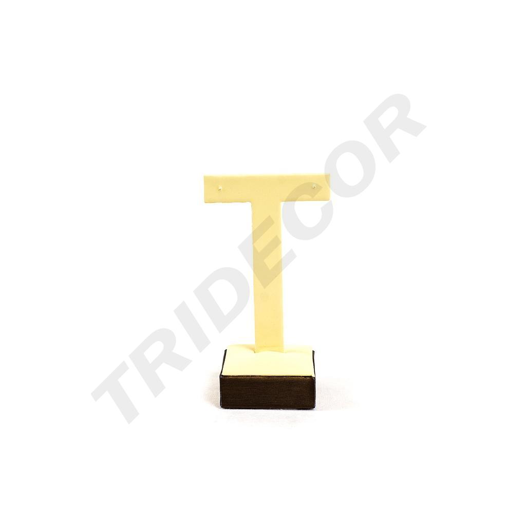 Espositore a "T" per orecchini in ecopelle vaniglia/cioccolato