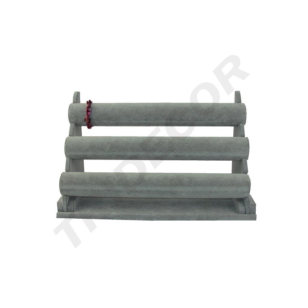 Présentoir en velours gris à trois étages