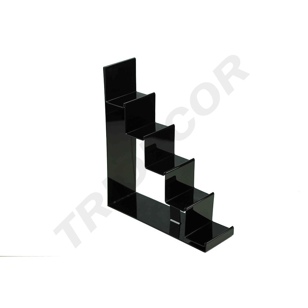 Expositor Metacrilato Negro Escalera 5 Alturas