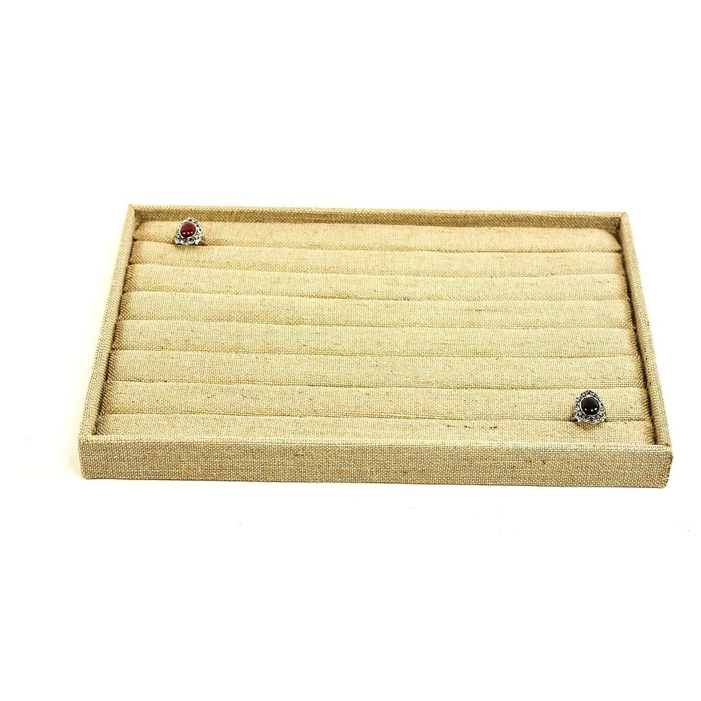 Ring display tray, thick linen 35X24X3 cm