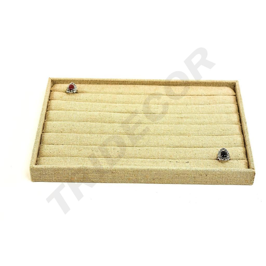 Ring display tray, thick linen 35X24X3 cm