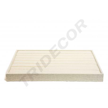 Plateau d'exposition pour anneaux en lin beige 35X24X3 CM