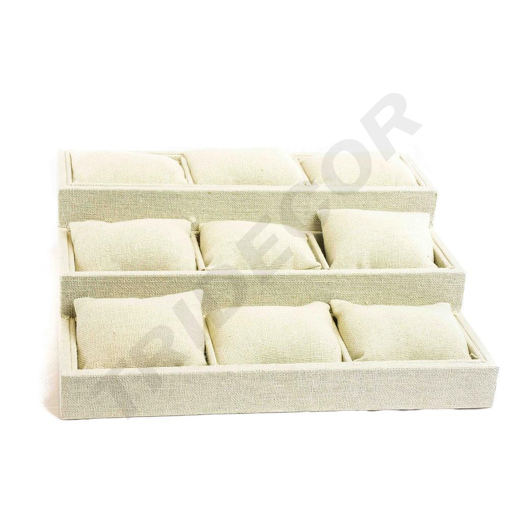 三层枕头台白麻 Expositor Almohadillado 3 Alturas Lino Beige 30/caja