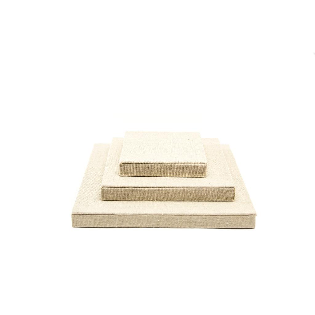 Espositore quadrato in lino beige 3 pezzi