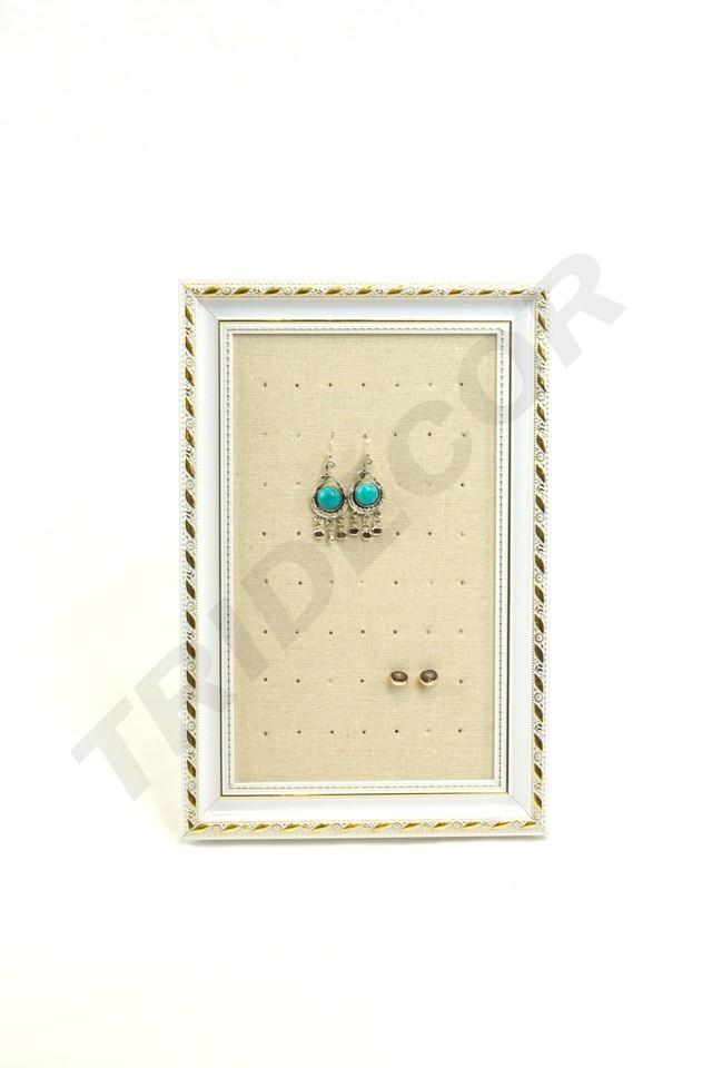 Petit cadre pour boucles d'oreilles en lin beige 25X30cm