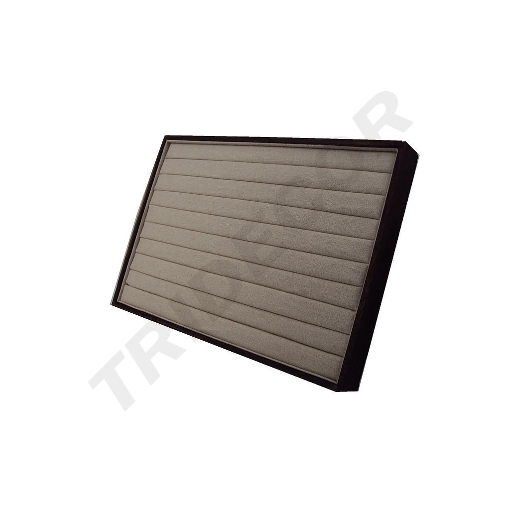 Plateau pour anneaux en bois beige et lin 35X24X3 CM