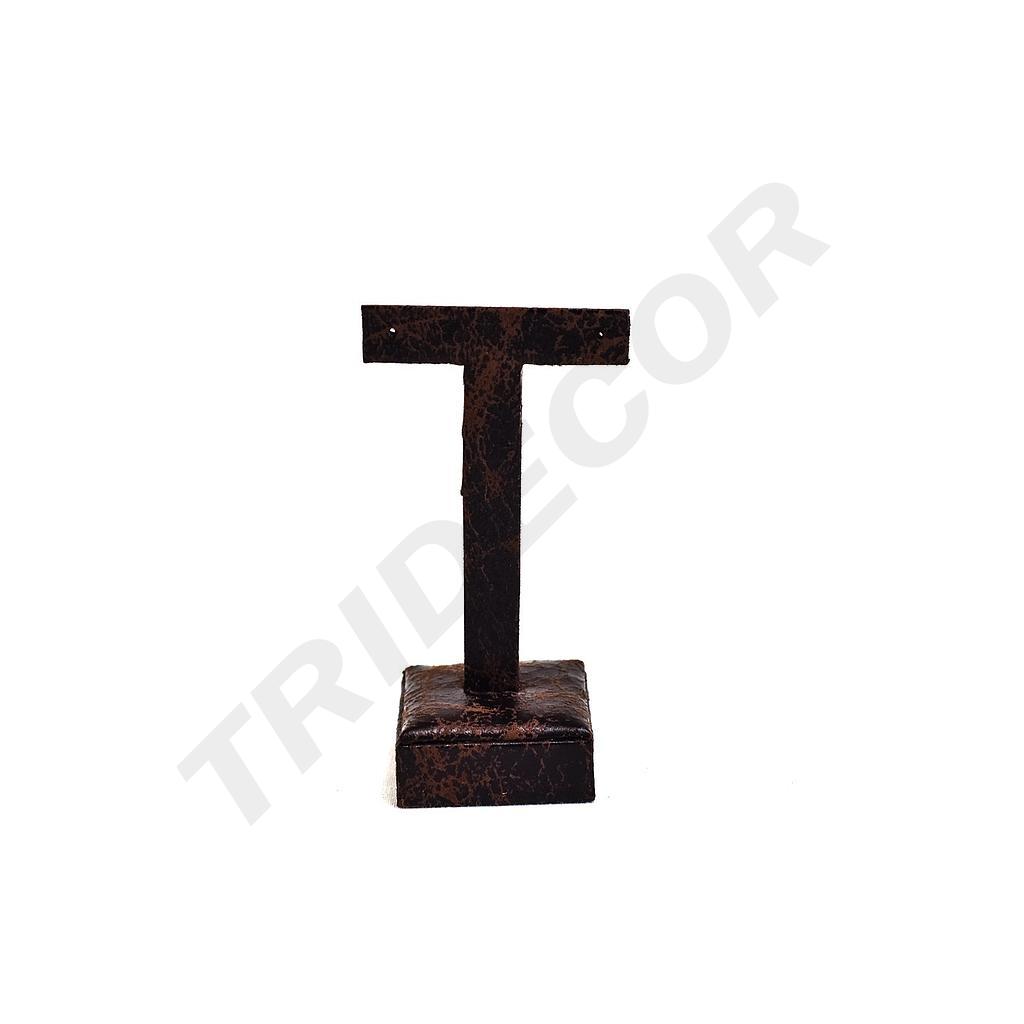 T Display Stand for Brown Leatherette Earrings