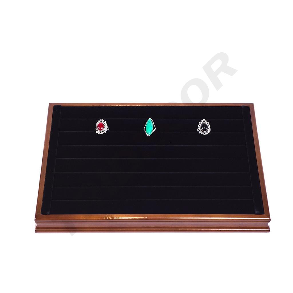 Bandeja para Anillos de Terciopelo Negro/Madera