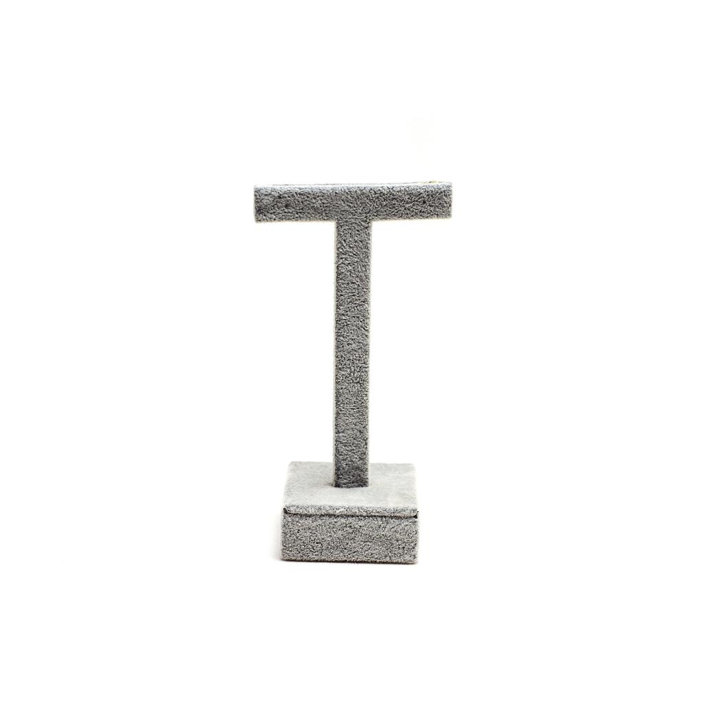 Espositore per orecchini in velluto a forma di 'T' colore grigio 5X5X13cm