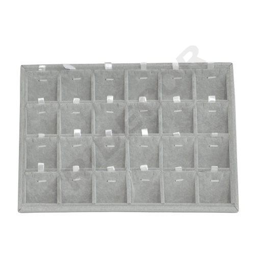 Plateau à bijoux en velours gris avec 24 compartiments