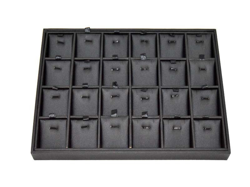 Jewelry Display Stand 24 Black Leatherette Compartments