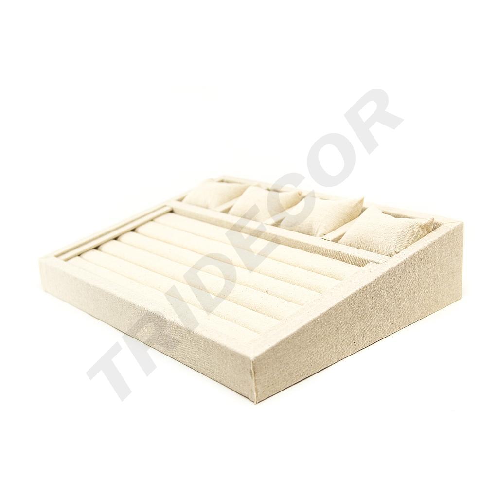 Espositore per gioielli in lino beige 38X28.5X8cm