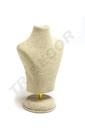 Busto per gioielli in lino beige 15X10X6 CM