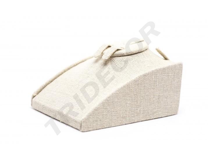 Plateau courbé, présentoir de bracelet en tissu de lin beige