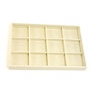 12 Compartment Beige Linen Jewelry Tray