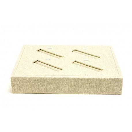 Beige Linen Jewelry Tray with Slots, 18.5X15.5X3 CM