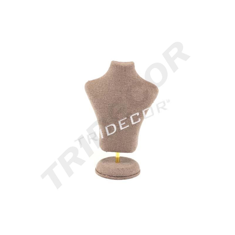 Suport de bijuterii în formă de bust din in maro