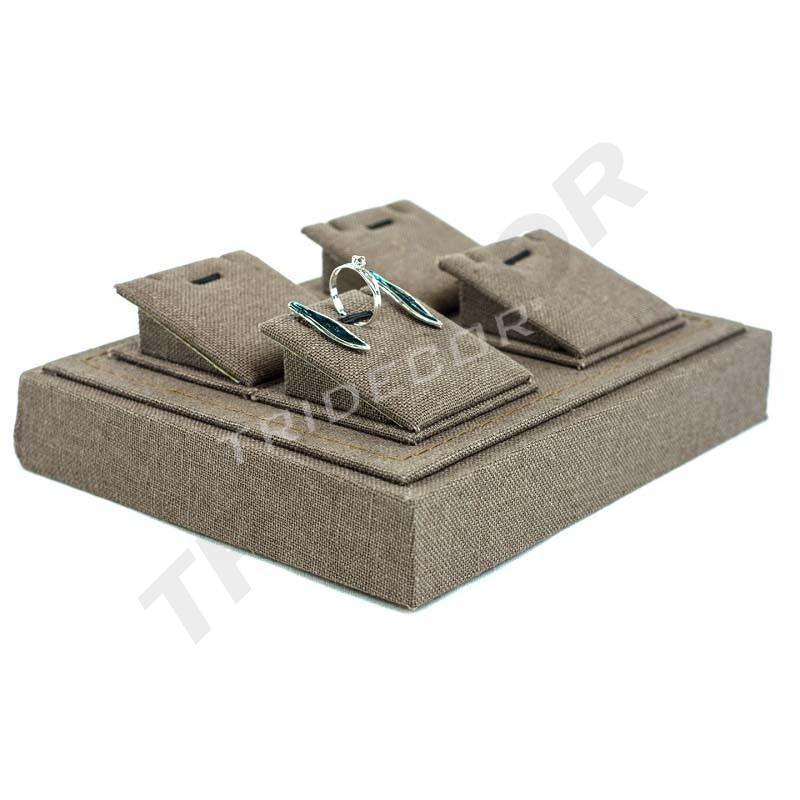 Braunes Leinen Schmuck Display Tablett