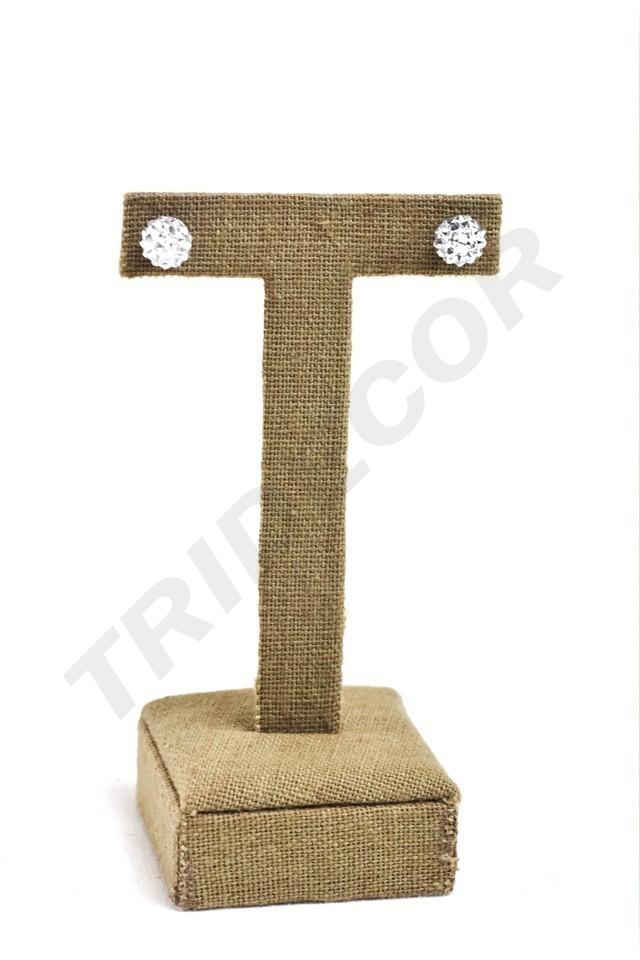 Expositor De Pendientes En Forma De 'T' Tela Marrón