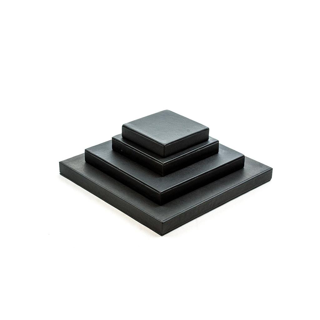 Black leatherette square jewelry display set 4 pieces