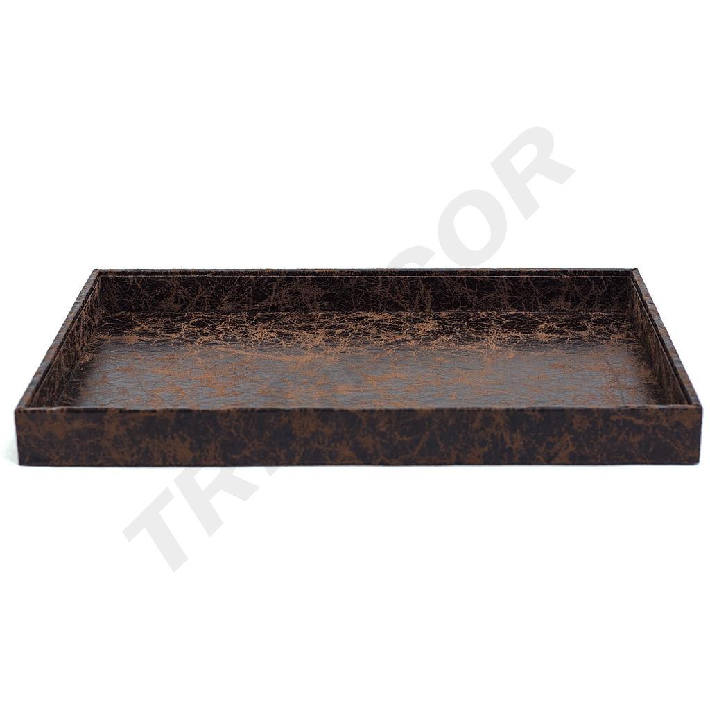 Brown leatherette jewelry tray