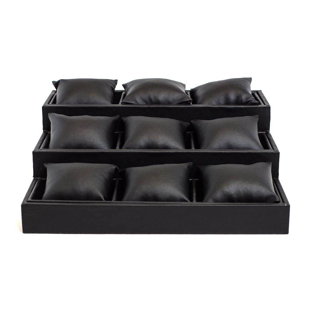 Black Leatherette Padded Jewelry Display 3 Heights