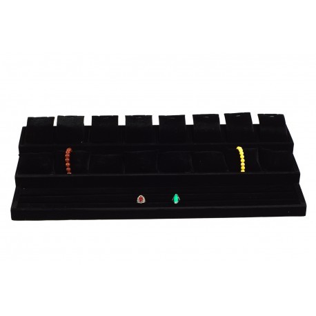 Large black velvet jewelry display tray