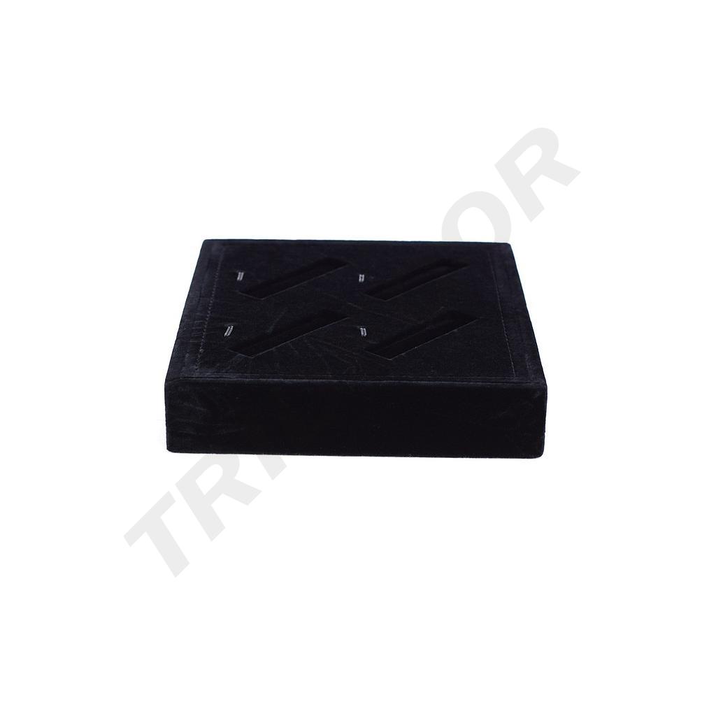 Schwarze Samtschmuck-Anzeigetablett 3X18.5X15.5CM