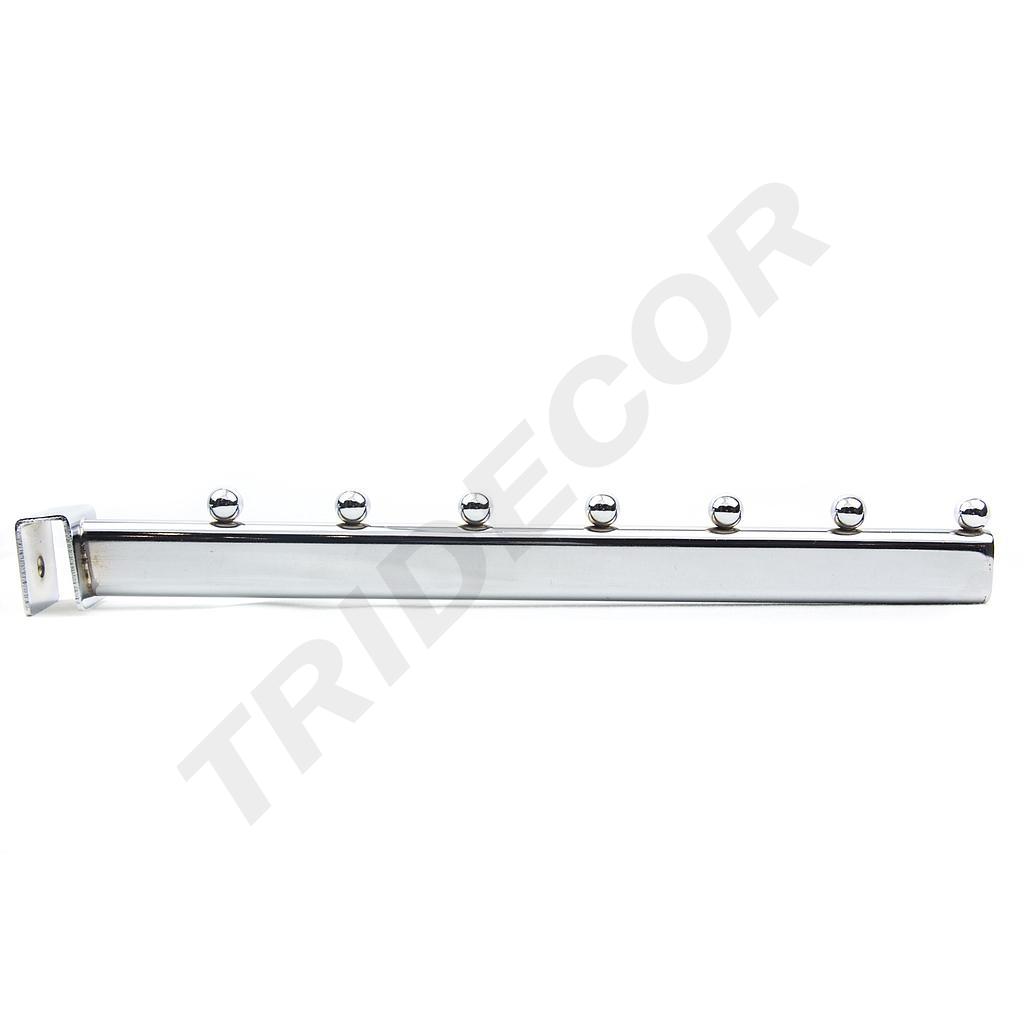 Cabide inclinado para Tubo Retangular, 7 Bolas, 35 cm