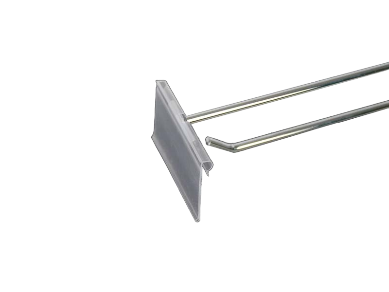 Double Thick Chrome Hook with Price Holder for Rulers/Meshes 35cm 8mm