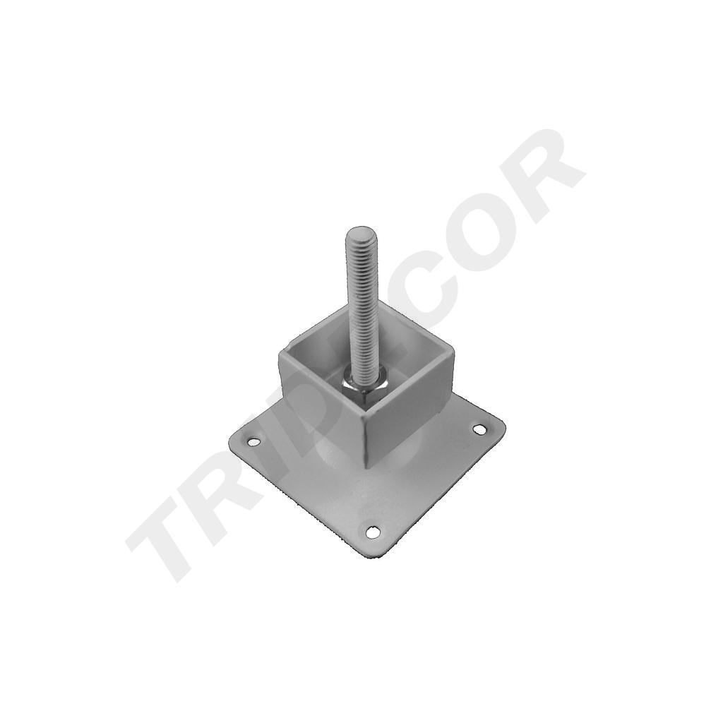 Base Ajustable Para Tubo Cuadrado Blanco De 38X38Mm