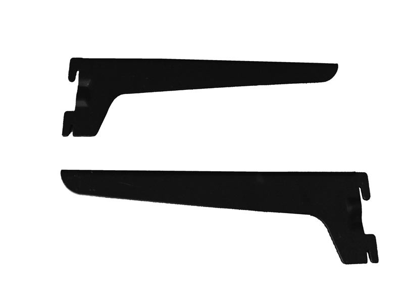 Simple black shelf support for rack system, 25 cm