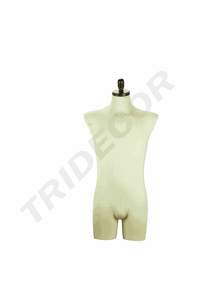 Medium Male Bust in Beige Linen Without Base