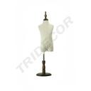 Adjustable fabric child bust with wooden foot