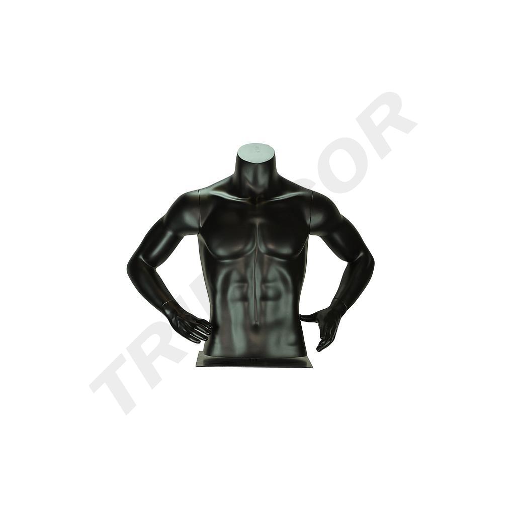 Adjustable Fiberglass Male Bust in Matte Black