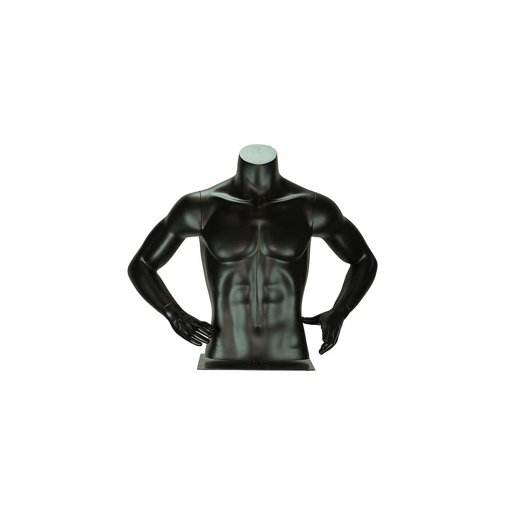 Adjustable Fiberglass Male Bust in Matte Black