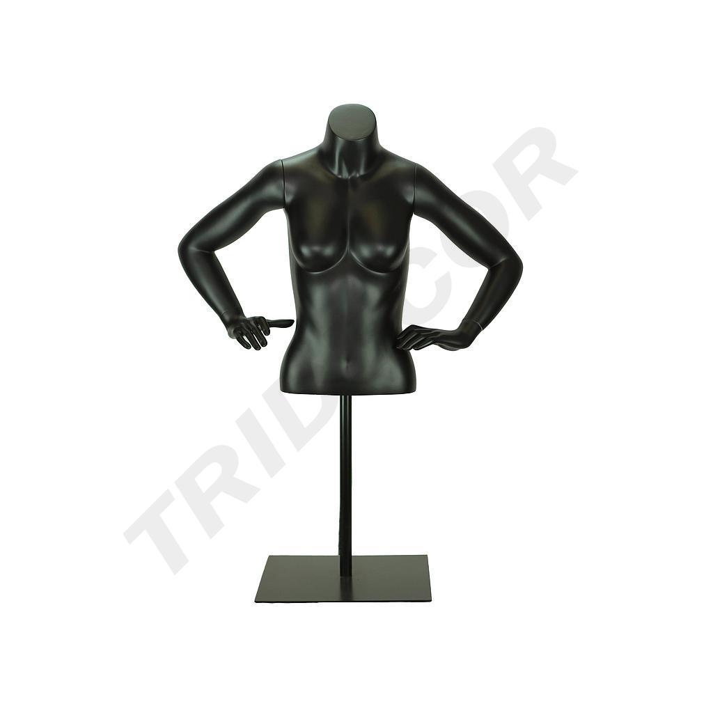 Busto De Mujer Negro Con Base Metálica Regulable