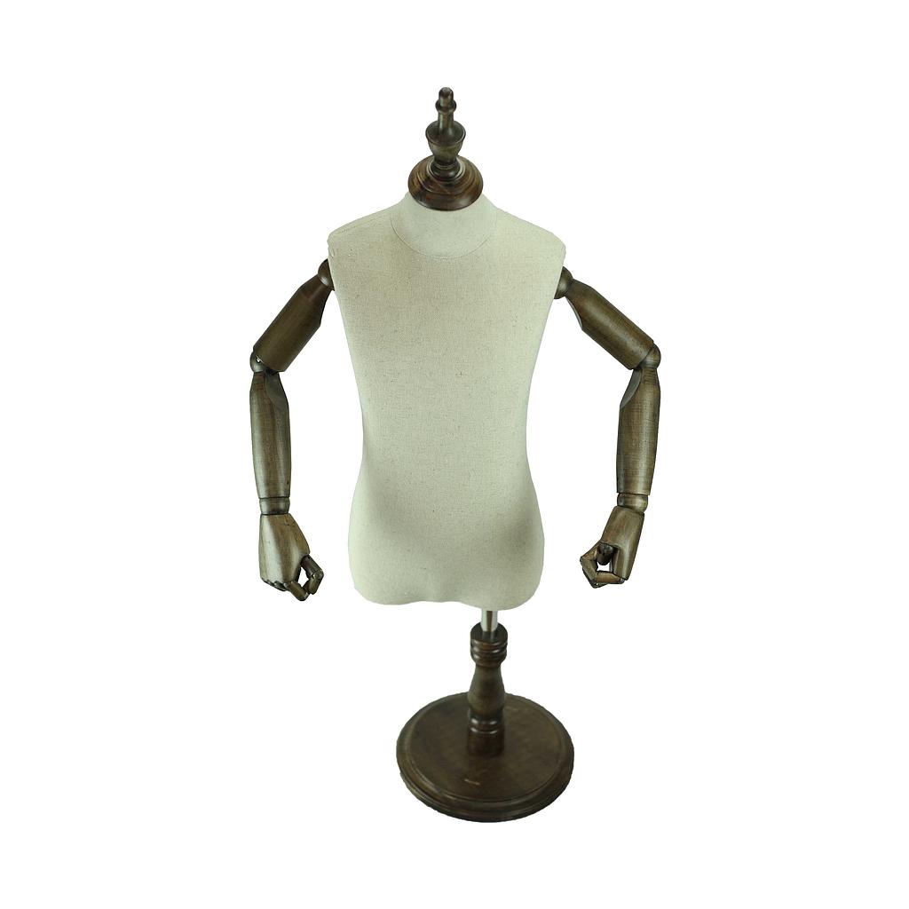 Adjustable child bust in fabric with articulated arms